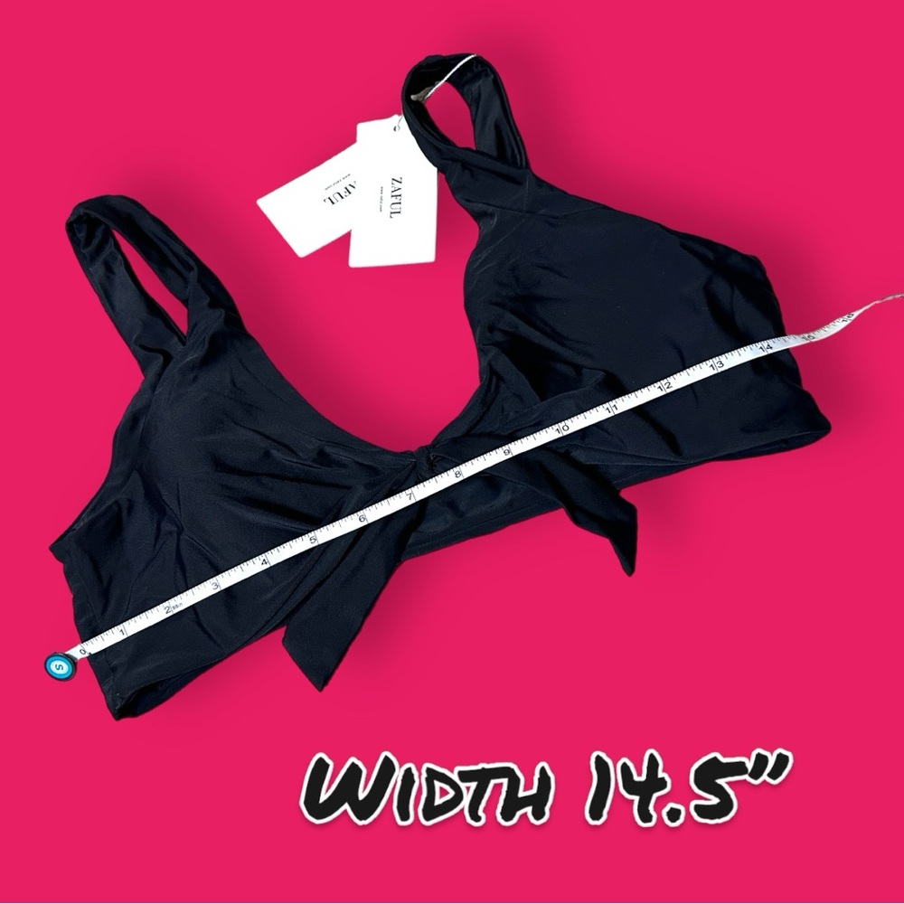 NWT Zaful Black Faux Front Tie Bikini Top. Size Large   👙☀️👙☀️👙 - Picture 4 of 8